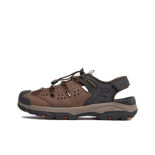 Skechers Slip-resistant Abrasion-resistant Hiking Shoes Men's Brown Black Skechers Slip-resistant Abrasion-resistant Hiking Shoes Мужские Коричневый Черный