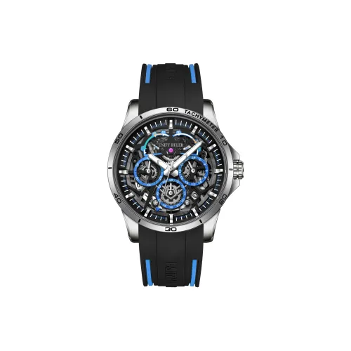 Respect The Time Кварцевый механизм Силиконовый ремешок Часы Мужские Часы Синий циферблат