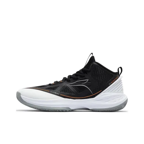 361° Амортизация Износостойкий MID Топ Баскетбольные кроссовки Мужской Черный Белый