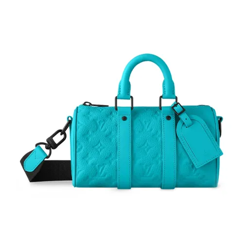 LOUIS VUITTON Keepall Taurillon Коровья кожа Сумка через плечо Сумка Мужская Синяя