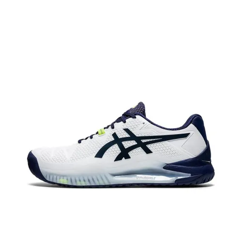 Asics Gel Resolution 8 2E Low Top Теннисные Кроссовки Мужские Белый Синий