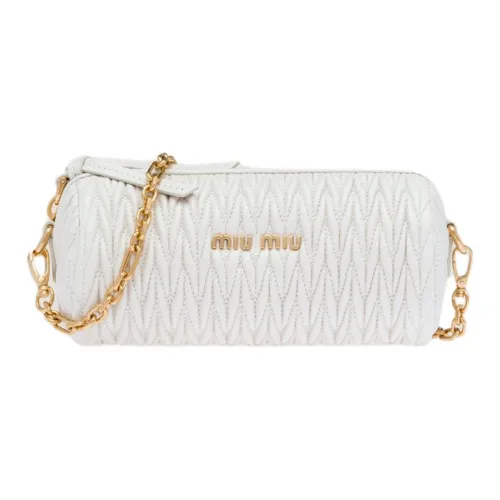 MIU MIU Мателасе Мягкий Овца Кожа Ручная Сумка через плечо Сумка на плечо Мини Женская Белая