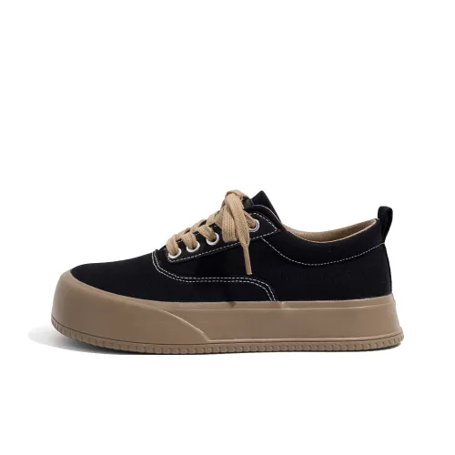 HUANQIU Canvas Shoes Low Top Black Brown Women's
