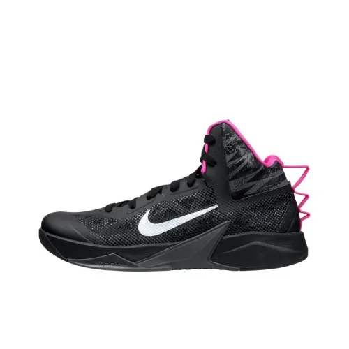 nike Zoom Hyperfuse 2013 Амортизация Износостойкий MID Топ Винтажные баскетбольные кроссовки Мужской Черно-розовый