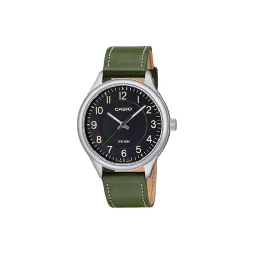 CASIO Analog Pointer Collection Кварцевый механизм Кожаный ремешок Часы Мужские Черный циферблат