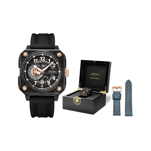 ROMAGO Автоматический Механический Часы Мужские Carbon Collection 43mm*16mm*16mm Черные