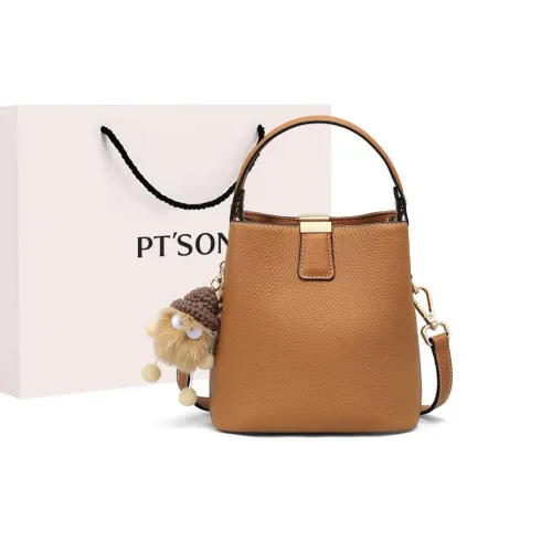 PT'SON Коровья кожа с синтетической кожей ведрообразная сумка сумка через плечо сумка через плечо обычная женская цвет печенья