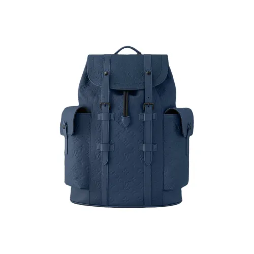 LOUIS VUITTON CHRISTOPHER С рельефом Taurillon Коровья кожа Рюкзак Средний Мужской Темно-синий
