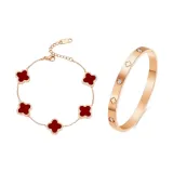 [Красный] Роман Праздника & Браслет с четырехлистным клевером