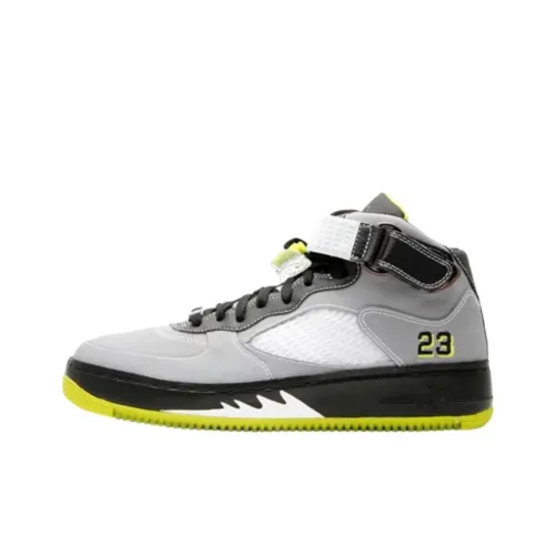 Jordan Air Джордан Fusion 5 Амортизация Износостойкий MID Топ Баскетбольные кроссовки Мужской Белый Серый Зеленый