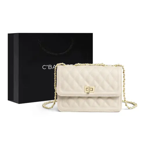 C°BANNER Спилок коровьей кожи с синтетической кожей Маленькая квадратная сумка сумка с цепочкой сумка на плечо Стандартная Женская Экрю Черная