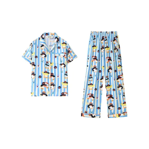 Wabi Town Пижамный комплект женский синий и белый