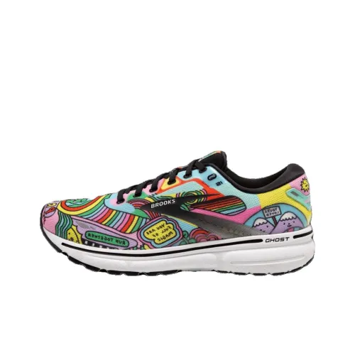 Brooks Ghost 15 Амортизация Износостойкие Низкие Кроссовки для Бега Женские Желто-розовые Синие