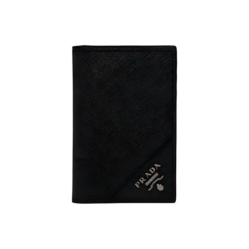 PRADA Saffiano Коровья кожа Держатель для карт Мужской Черный