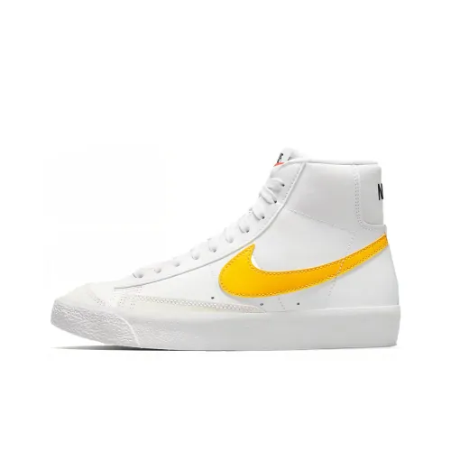 Nike Blazer '77 Покрытие Противоскользящие Амортизация MID Топ Скейтборд Кроссовки Женские Белый Желтый Коричневый