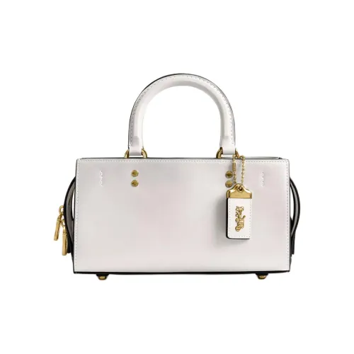 COACH Rogue Перчаточная дубленая кожа Сумка через плечо Сумка среднего размера Женская Белая