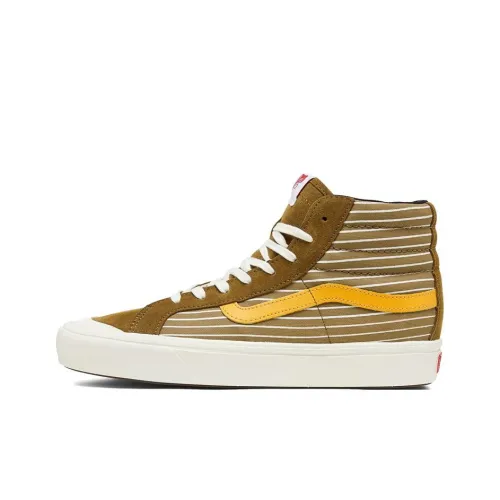 Vans Style 138 High Топ Скейтборд Кроссовки Унисекс Коричнево-Желто-Полосатые