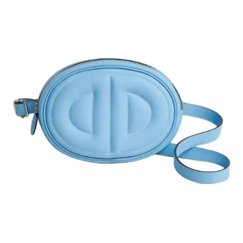 HERMES In The Loop Swift Кожа Одно плечо Через плечо Бананка Женские Небесно-голубой Зеленый