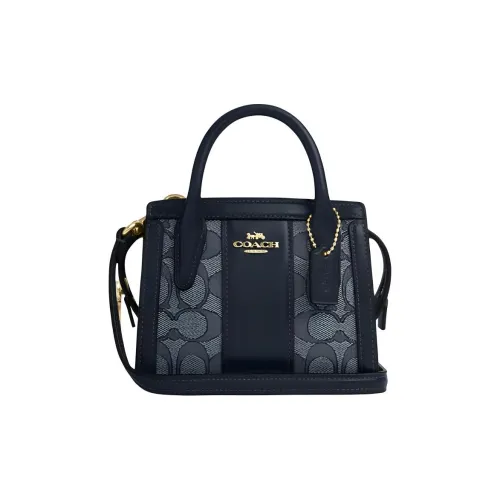 COACH ICONIC Жаккард с утонченной телячьей кожей сумка через плечо сумка мини женская синяя