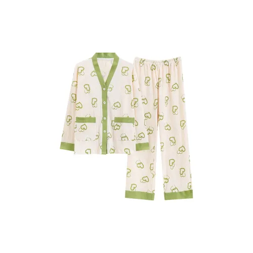 Сон Студенты' Спальня Домашний Верхняя одежда Готовый Домашняя одежда Женская Мятно-зеленый