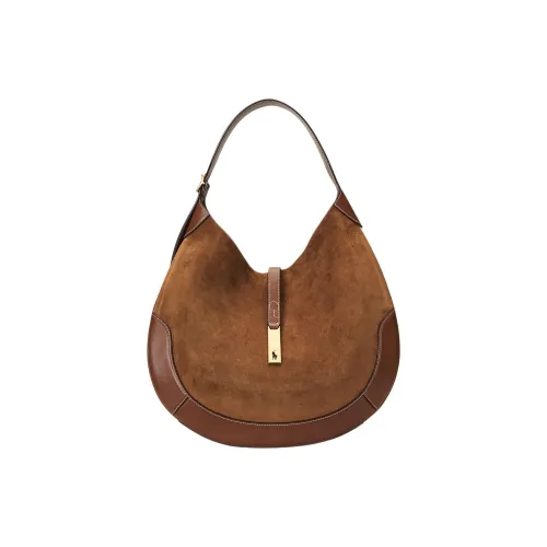 Polo Ralph Lauren Polo ID Нубук Сумка Сумка через плечо Большая Женская Коричневая