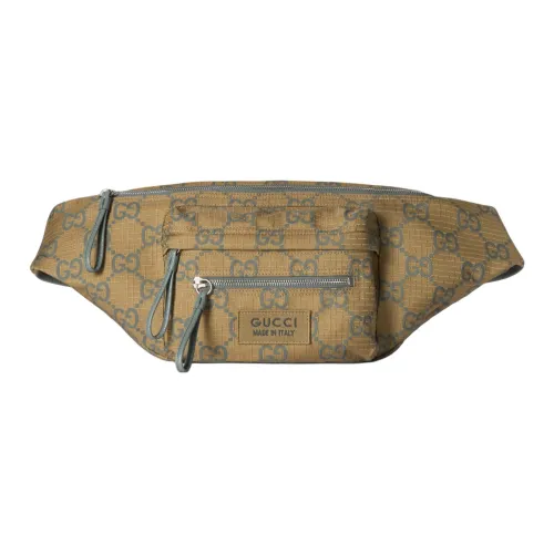 GUCCI Переработанный полиэстер бананка большой мужской горчичный желтый и зеленый