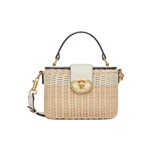 Valentino Vlogo Wicker Ivy Сумка Сумка через плечо Сумка через плечо Коробка Сумка Сумка для косметики Женская Натуральная Айвори