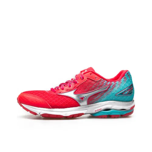 Mizuno Wave Rider 19 Противоскользящие Устойчивые к износу Легкие Низкие Беговые кроссовки Женские Розовые Синие