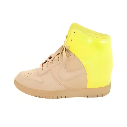 Nike Sky High Бежевый Slip Resistant Abrasion Resistant Высокий Топ Скейтборд Кроссовки Женские Коричнево-желтые