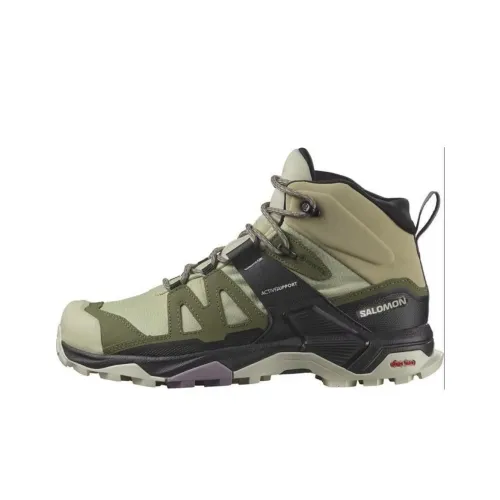 Salomon X Ultra 4 MID Gore TEX Противоскользящий Устойчивый к истиранию Низкий Топ Альпинистская Обувь Женская Зеленая
