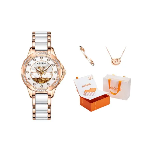 ABORNI Elegant Swan Collection Автоматический Механический Механизм Керамика Ремешок Часы Женские Белый Циферблат