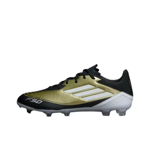 Adidas F50 Амортизирующие футбольные бутсы устойчивые к истиранию унисекс золотисто-белый черный
