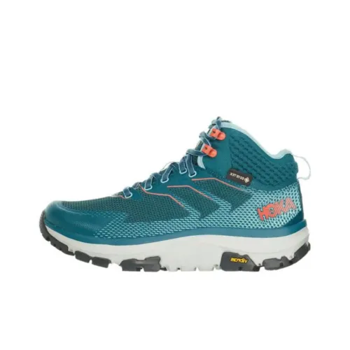 HOKA ONE ONE Toa Амортизация Противоскользящий Устойчивый к истиранию Водонепроницаемый MID Топ Беговые кроссовки Женские Зеленый