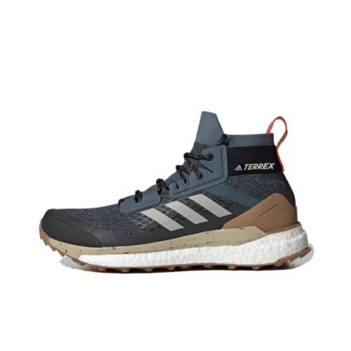 adidas Terrex FREE HIKER Противоскользящие высокие ботинки для альпинизма и туризма Мужские Синий Серый Коричневый