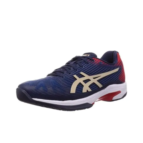 Asics Solution Speed FF Амортизация Низкий Топ Теннисные Кроссовки Мужские Синий Серебряный Красный