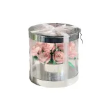 Серебряная подарочная коробка + 9 розовых роз