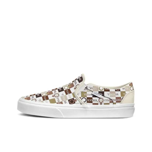 Vans Slip On Series Скейтборд Кроссовки Низкие Светлый Бежевый Женские