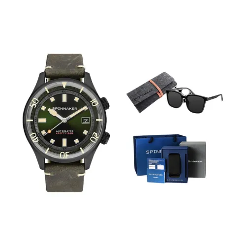 SPINNAKER BRADNER Collection Мужские часы Автоматический механический механизм Естественная кожа Ремешок Зеленый циферблат Мужские часы