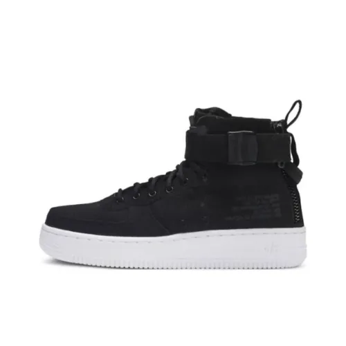 Nike Air Force 1 Force 1 Нескользящий Легкий MID Скейтбординг Кроссовки Мужские Черные