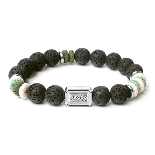 SUSOOK Браслеты из вулканического камня Унисекс Черный Зеленый