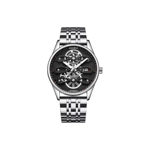 KUERST Автоматический Механический Механизм Стальной Ремешок Часы Мужские Часы Синий Циферблат