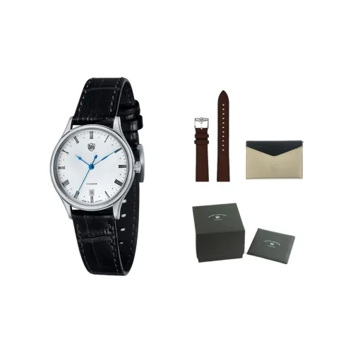 DUFA Weima Collection Кварцевый механизм Унисекс Часы Белый циферблат Корпус из нержавеющей стали Ремешок из натуральной кожи