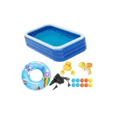 Синий и белый бассейн [1,5 м Deluxe] с насосом Pava + 1 плавательный круг + 10 океанических мячей + 1 водяной пистолет