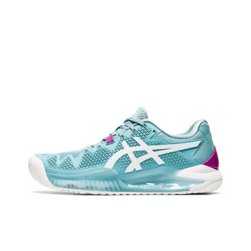 Asics Gel Resolution 8 Low Топ Беговые кроссовки Женские Синие Белые