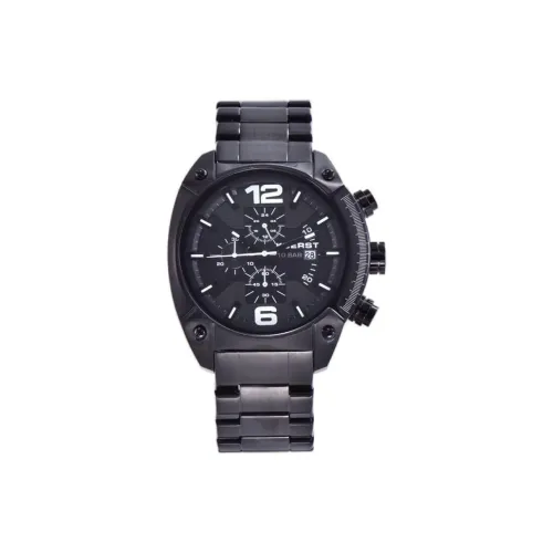 KUERST Кварцевый механизм Мужские часы 49 мм Черный