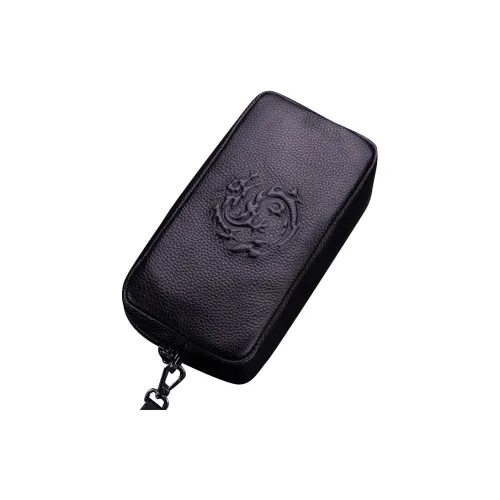 DOSRFINI Клатч из крупнозернистой текстуры коровьей кожи мужской черный