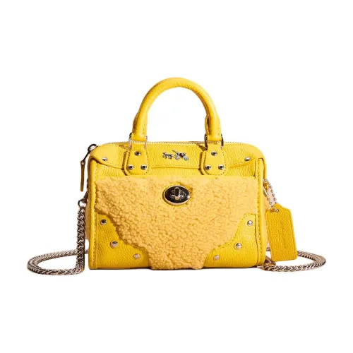 COACH Rhyder Шерсть с Утонченный Кожа Сумка через плечо Women's Silver Банан