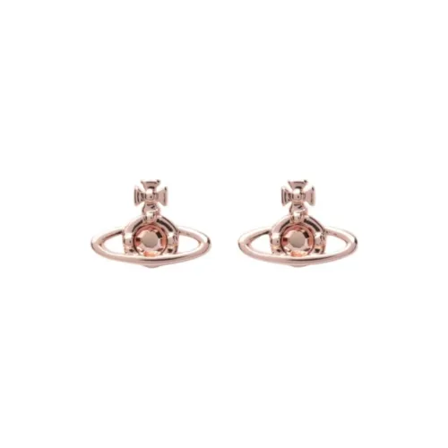 Vivienne Westwood Saturn Rhinestone Stud Earrings Women's Rose Gold Diamond Gold Вивьен Вествуд Saturn Стразы Серьги-гвоздики Женские Розовое Золото Диамант Золото