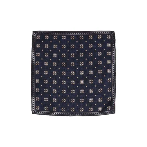 BRUNELLO CUCINELLI Шелковые вязаные шарфы Мужской Midnight Blue Olive Brown