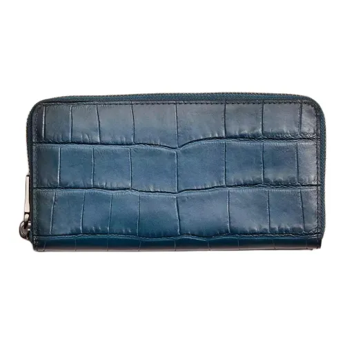 COACH Аккордеонный кошелек Крокодил Тисненая кожа Кошелек Маленький Мужской Минеральный синий